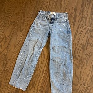 Hollister Paint Splattered Barrel Jeans